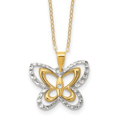 Sterling Silver Gold-tone White Rhodium D/C 16in With 2in ext. Necklace