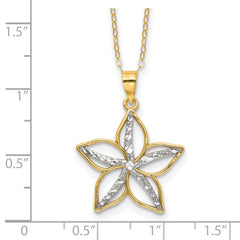 Sterling Silver Gold-tone White Rhod D/C Flower With 2in ext. Necklace