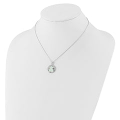 Sterling Silver RH-plated CZ Cr Opal Inlay Bear 16in With 2in ext Necklace