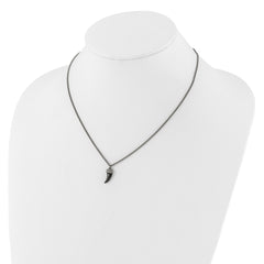 Sterling Silver Antiqued Enamel 3D Horn With 1.5 in ext. Necklace