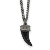 Sterling Silver Antiqued Enamel 3D Horn With 1.5 in ext. Necklace