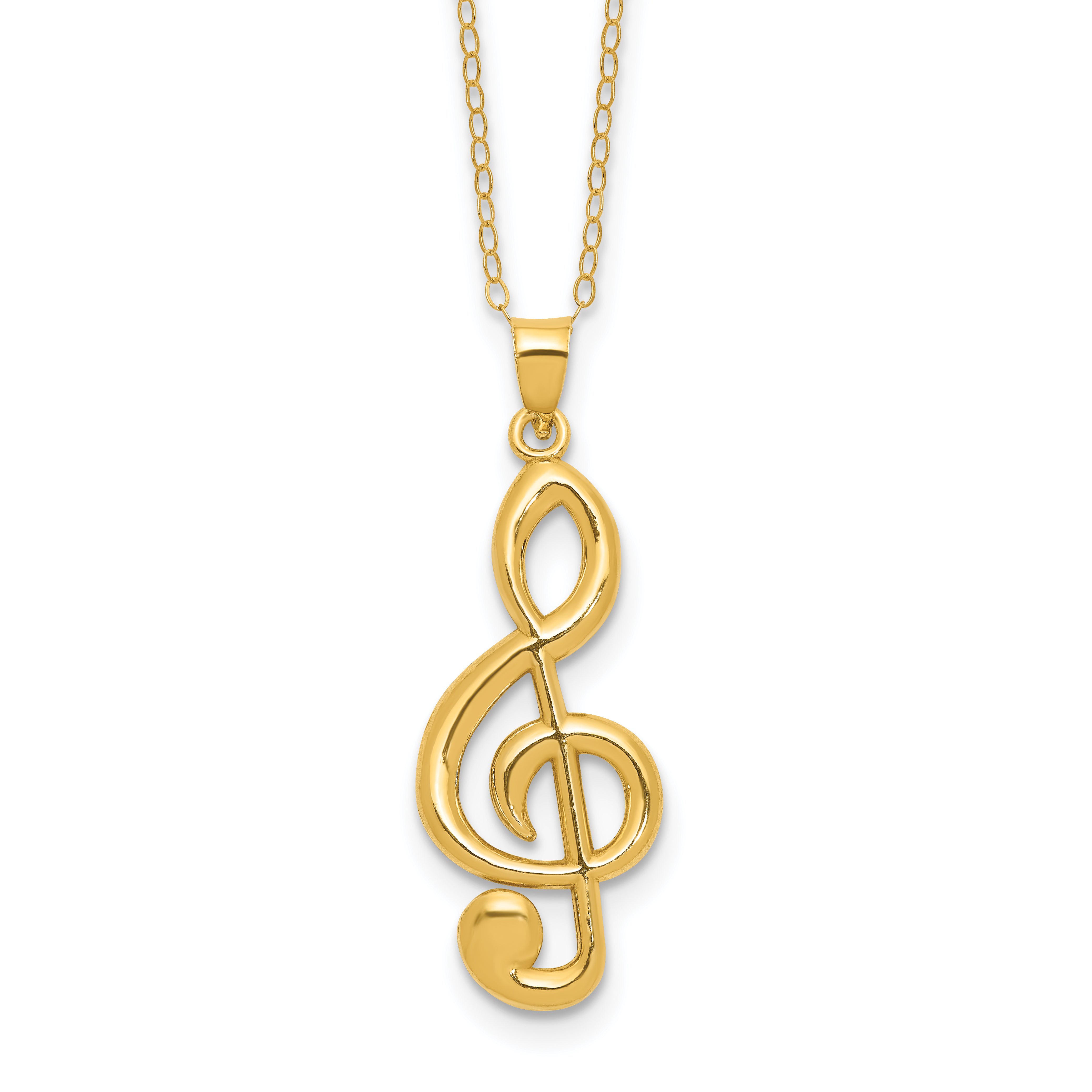 Sterling Silver Gold-tone 16in With 2 Inch Extention. Treble Clef Necklace
