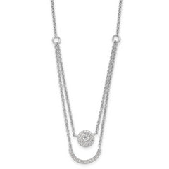 Pure Fire Sterling Silver Rhodium-Platedod-plated Two Strand CZ Circle 16in 1.5in ext N