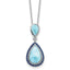Sterling SilverRhodium-Rhodium-Plated Blue CZ and Larimar 16in With 2 Inch Extention Necklace