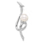 Sterling Silver Rhodium-plated 8-9mm White Button Freshwater Cultured Pearl and CZ Swirl Pin
