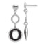 Sterling Silver Rhodium-plated Polished Black Circle Post Dangle Earrings