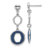 Sterling Silver Rhodium-plated Polished Blue Circle Post Dangle Earrings