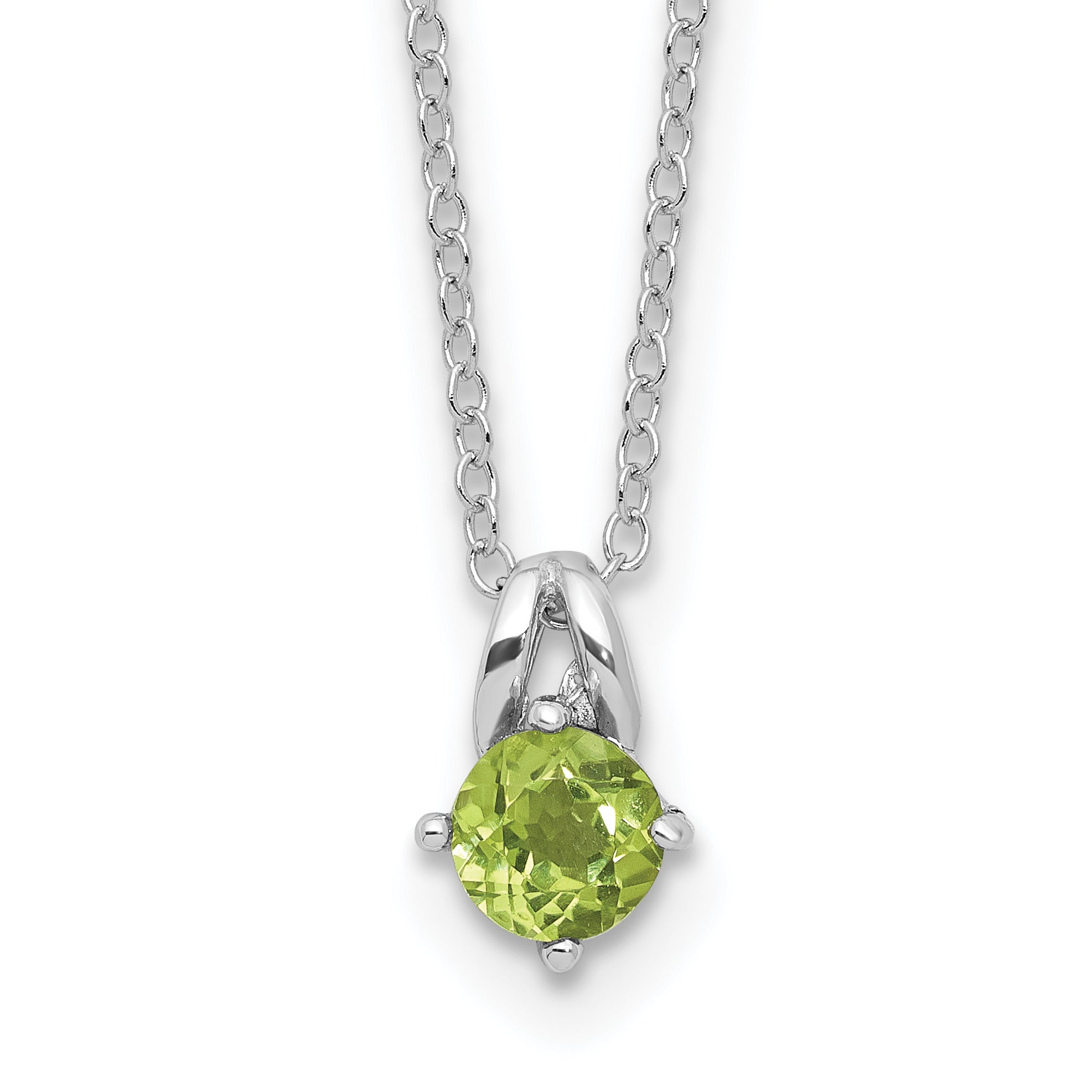 Sterling Silver Rhodium-Rhodium-Plated .54PE Peridot 16in With 2 Inch Extention Necklace
