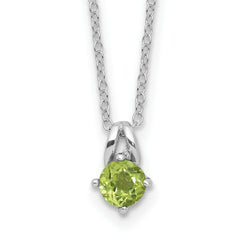 Sterling Silver Rhodium-Rhodium-Plated .54PE Peridot 16in With 2 Inch Extention Necklace
