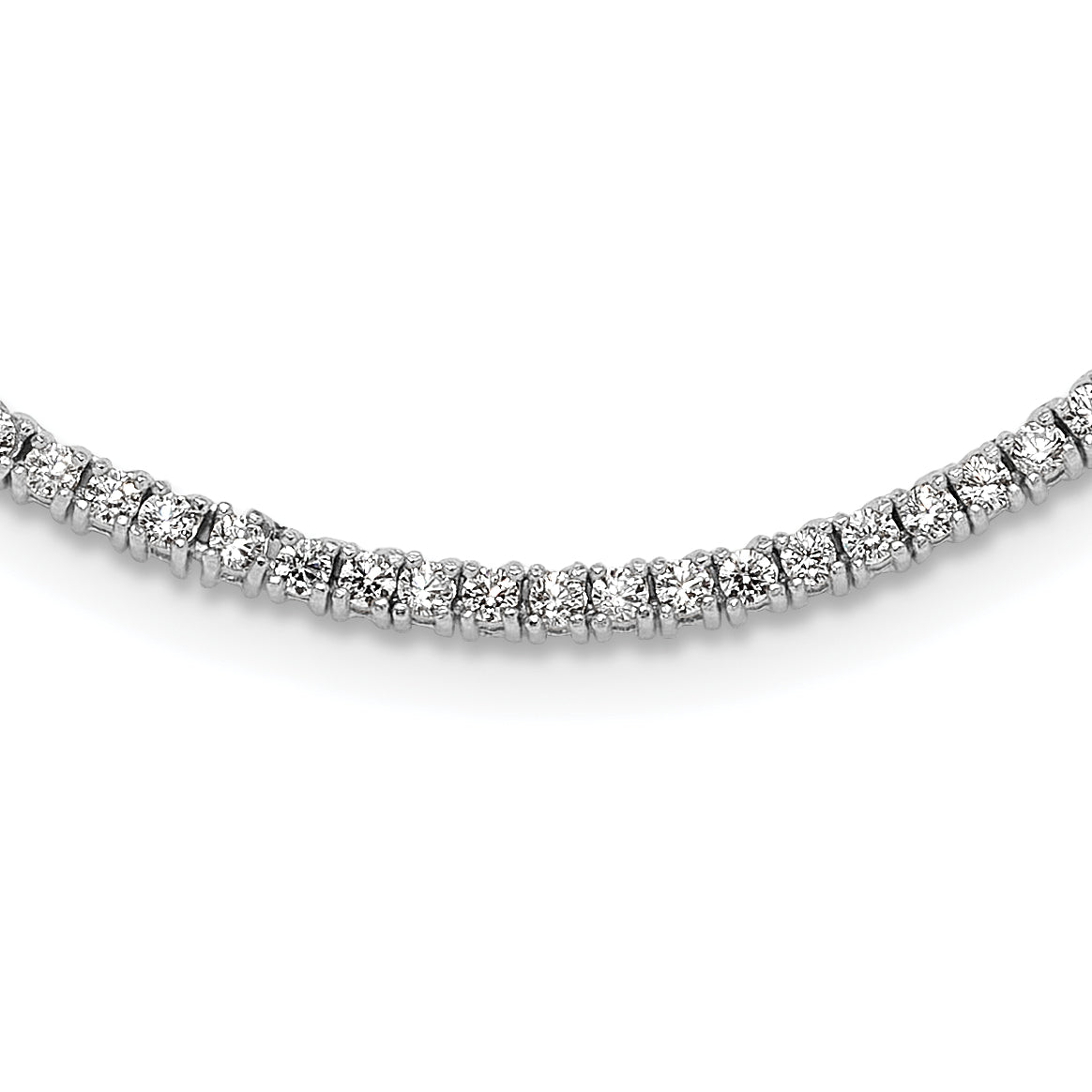Sterling Silver Rhodium-Rhodium-Plated 2mm CZ 16in Tennis Necklace