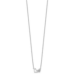 Sterling Silver Rhodium-plated CZ Double Heart 16IN Plus 2IN Ext Necklace