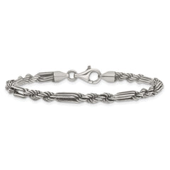 Sterling Silver Antiqued 4.4mm Milano / Figarope Mens 8 inch Bracelet