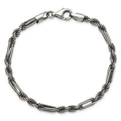Sterling Silver Antiqued 4.4mm Milano / Figarope Mens 8 inch Bracelet