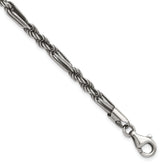 Sterling Silver Antiqued 4.4mm Milano / Figarope Mens 8 inch Bracelet