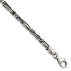 Sterling Silver Antiqued 4.4mm Milano / Figarope Mens 8 inch Bracelet