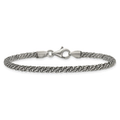 Sterling Silver Antiqued 3.4mm Fancy Twist Link Mens 8 inch Bracelet