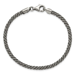Sterling Silver Antiqued 3.4mm Fancy Twist Link Mens 8 inch Bracelet