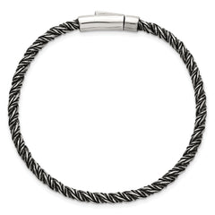 Sterling Silver Antiqued Polished 3.75mm Twisted Franco Chain 8 inch Bracelet