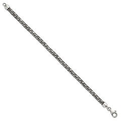 Sterling Silver Rhodium-plated Polished and Antiqued 4.8mm Fancy Link 8 Inch Bracelet