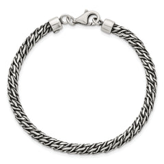 Sterling Silver Rhodium-plated Polished and Antiqued 4.8mm Fancy Link 8 Inch Bracelet