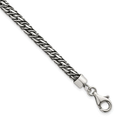 Sterling Silver Rhodium-plated Polished and Antiqued 4.8mm Fancy Link 8 Inch Bracelet