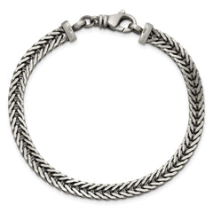 Sterling Silver Antiqued 5.5mm Franco Link Mens 8 inch Bracelet