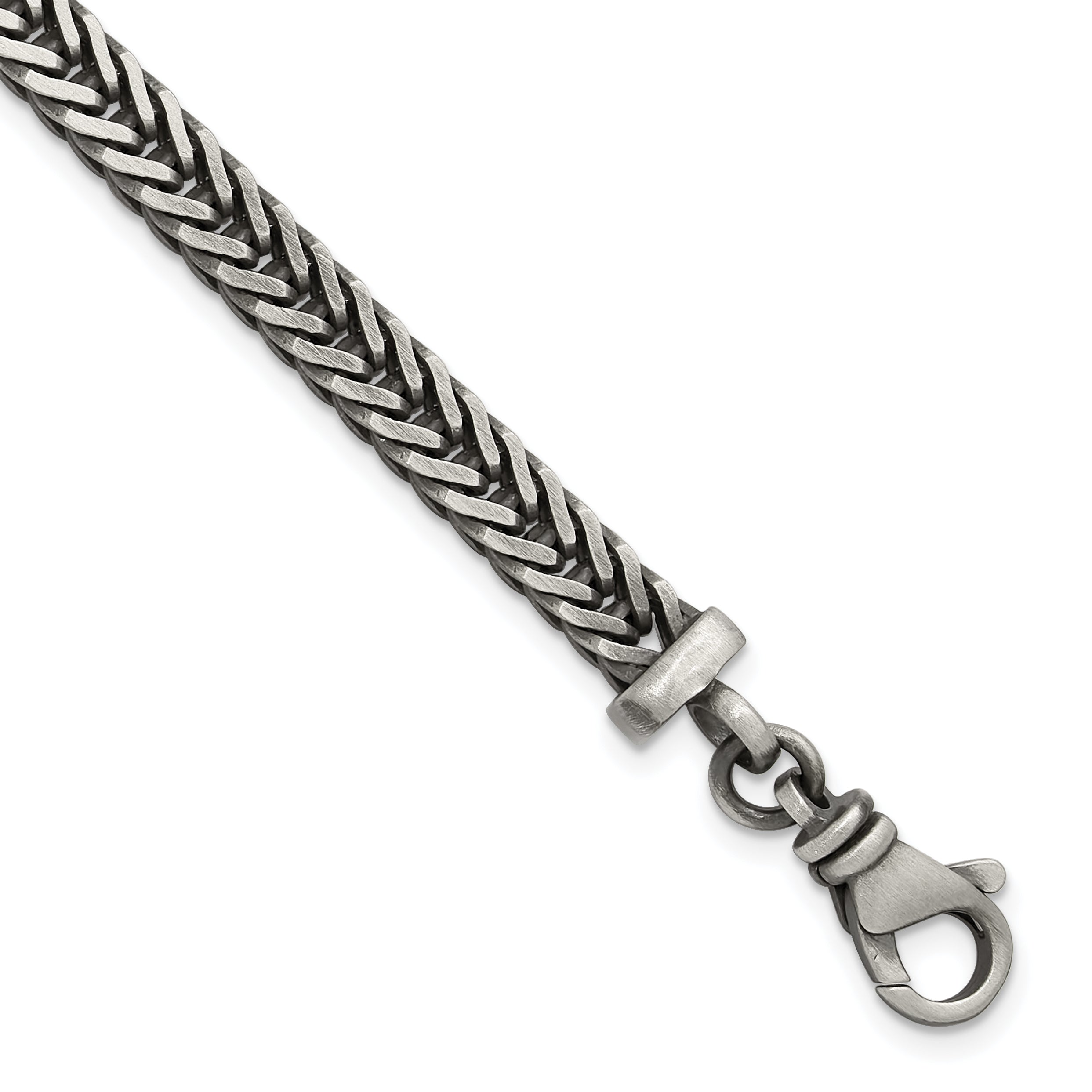 Sterling Silver Antiqued 5.5mm Franco Link Mens 8 inch Bracelet