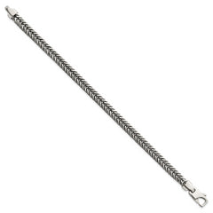 Sterling Silver Antiqued Polished 6mm Wheat Chain 8 inch Bracelet