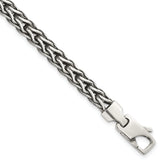 Sterling Silver Antiqued Polished 6mm Fancy Flat Chain 7.75 inch Bracelet