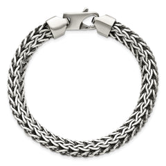 Sterling Silver Antiqued Polished 8.25mm Fancy Chain 7.75 inch Bracelet