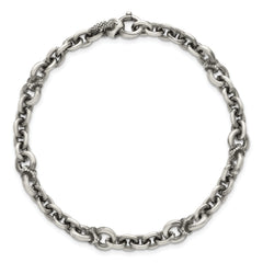Sterling Silver Black Ruthenium-plated Brushed and Textured Fancy Cable Link Mens 8.5 inch Bracelet