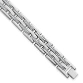Sterling Silver Rhodium-plated Polished CZ Link 8.75 Inch Men's Bracelet