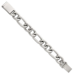 Sterling Silver Polished 17.0mm Figaro Curb 8 Inch Mens Bracelet