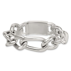 Sterling Silver Polished 17.0mm Figaro Curb 8 Inch Mens Bracelet