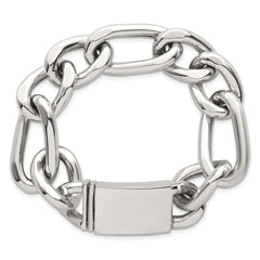 Sterling Silver Polished 17.0mm Figaro Curb 8 Inch Mens Bracelet