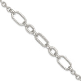 Sterling Silver Polished and Twisted Oval and Round Link 7.75 inch Bracelet