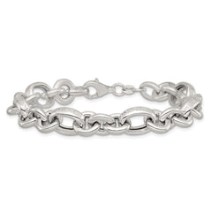 Sterling Silver Polished and Greek Key Links 7.5 inch Bracelet