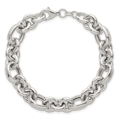 Sterling Silver Polished and Greek Key Links 7.5 inch Bracelet