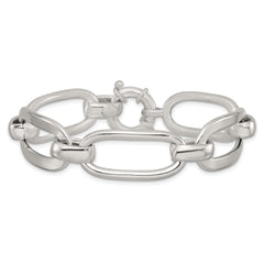 Sterling Silver Polished Long Oval and Round Link 7.5 inch Bracelet