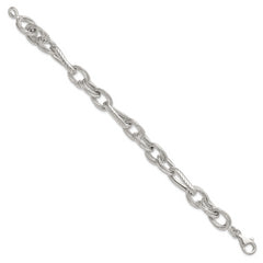 Sterling Silver Polished and Textured Triple Link and Twisted Link 8 inch Bracelet