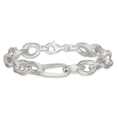 Sterling Silver Polished and Textured Triple Link and Twisted Link 8 inch Bracelet