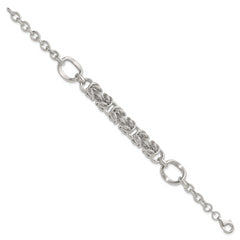 Sterling Silver Polished Fancy Byzantine Center 7.75 inch Bracelet