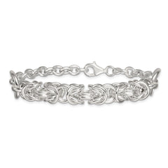 Sterling Silver Polished Fancy Byzantine Center 7.75 inch Bracelet