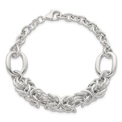 Sterling Silver Polished Fancy Byzantine Center 7.75 inch Bracelet