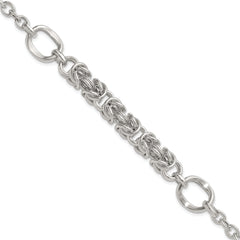 Sterling Silver Polished Fancy Byzantine Center 7.75 inch Bracelet