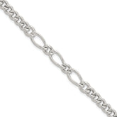 Sterling Silver Polished Mixed Curb Link 6.75 Inch with 1 Inch Extension Bracelet