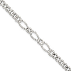 Sterling Silver Polished Mixed Curb Link 6.75 Inch with 1 Inch Extension Bracelet
