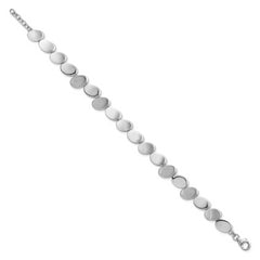 Sterling Silver Rhodium-plated Brushed and Polished Ovals 7.5 inch with 0.5 inch Extension Bracelet