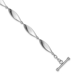 Sterling Silver Rhodium-plated Polished Twisted Ovals 7.5 inch Toggle Bracelet