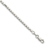 Sterling Silver Polished and Square Beaded 7 Inch with 1 Inch Extension Bracelet